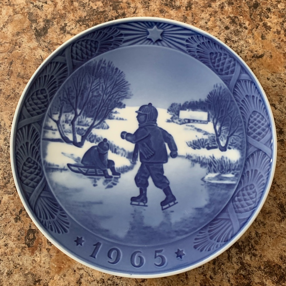 Vintage 1965 Royal Copenhagen 'Little Skater' Collector Plate Kai Lange Denmark